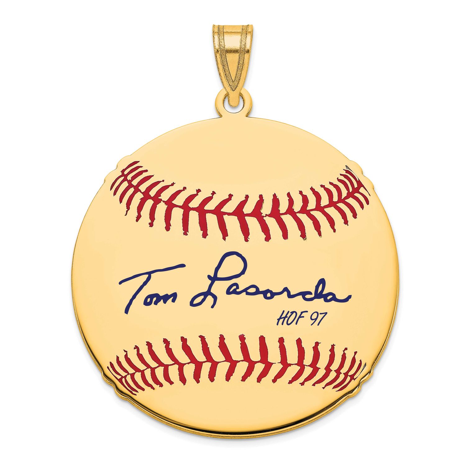 Tom Lasorda Hall of Fame Signature Large Epoxy Baseball Pendant 10k Gold 1YHF02TL97, UPC:
