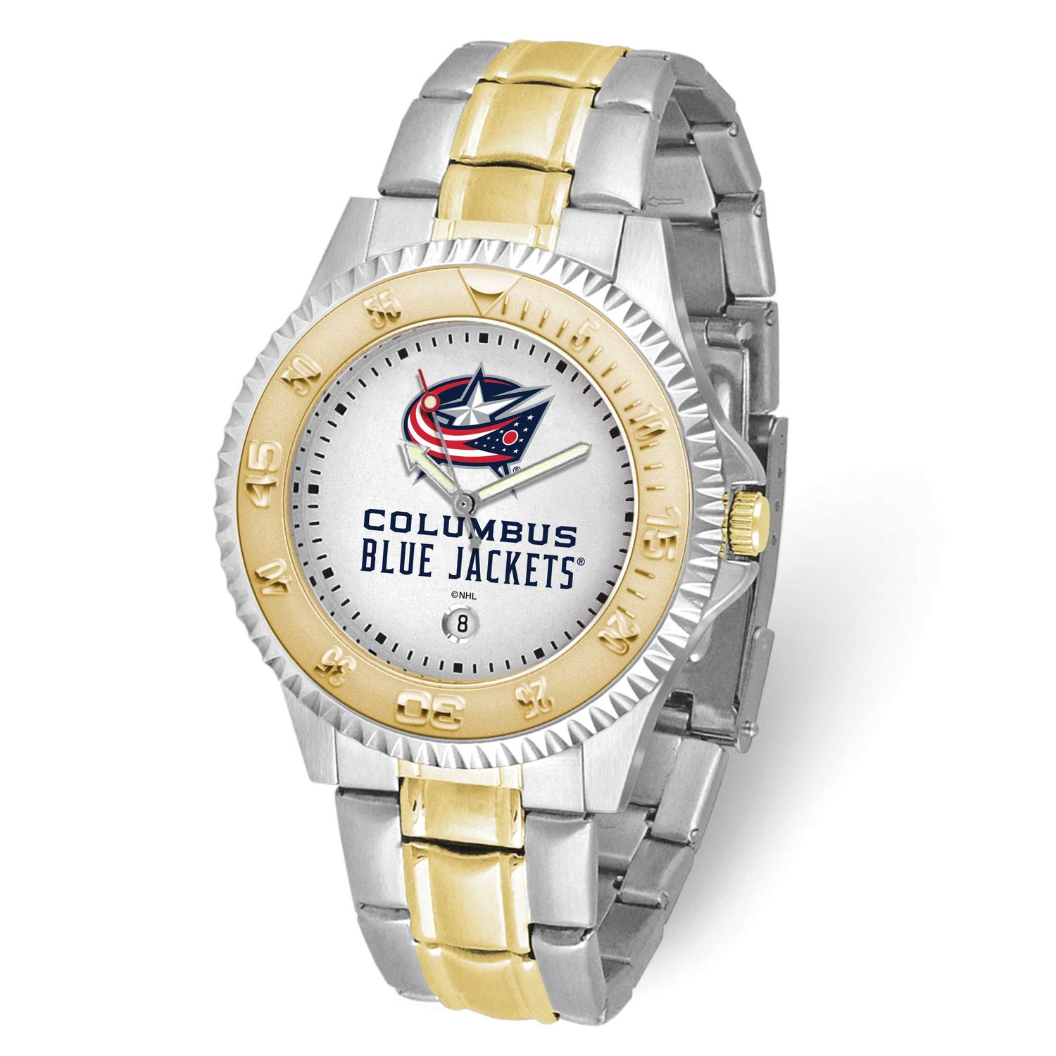 Gametime NHL Columbus Blue Jackets Competitor Two-Tone Quartz Watch with Date Stainless Steel XWM33…
