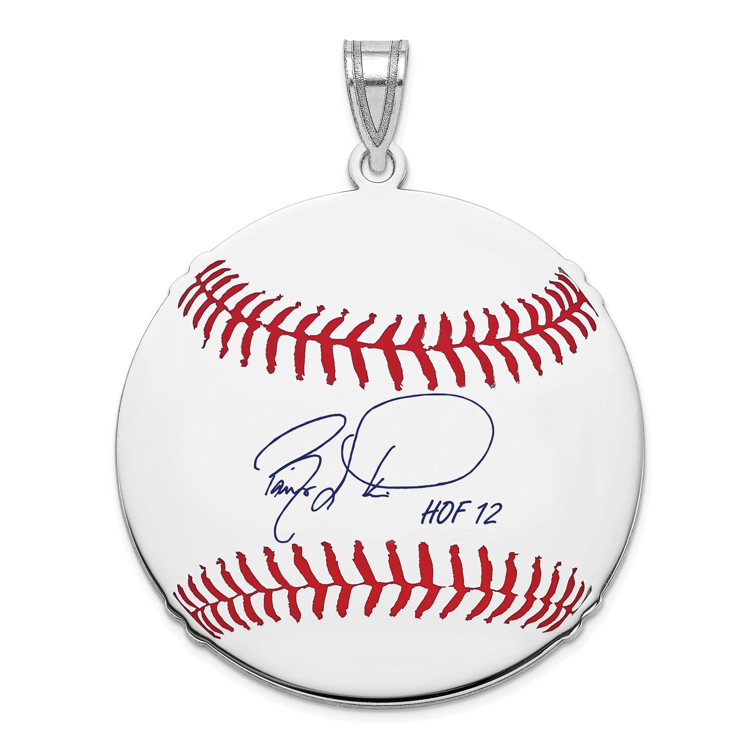 Barry Larkin Hall of Fame Signature Large Epoxy Baseball Pendant Sterling Silver SSHF02BL12, UPC: