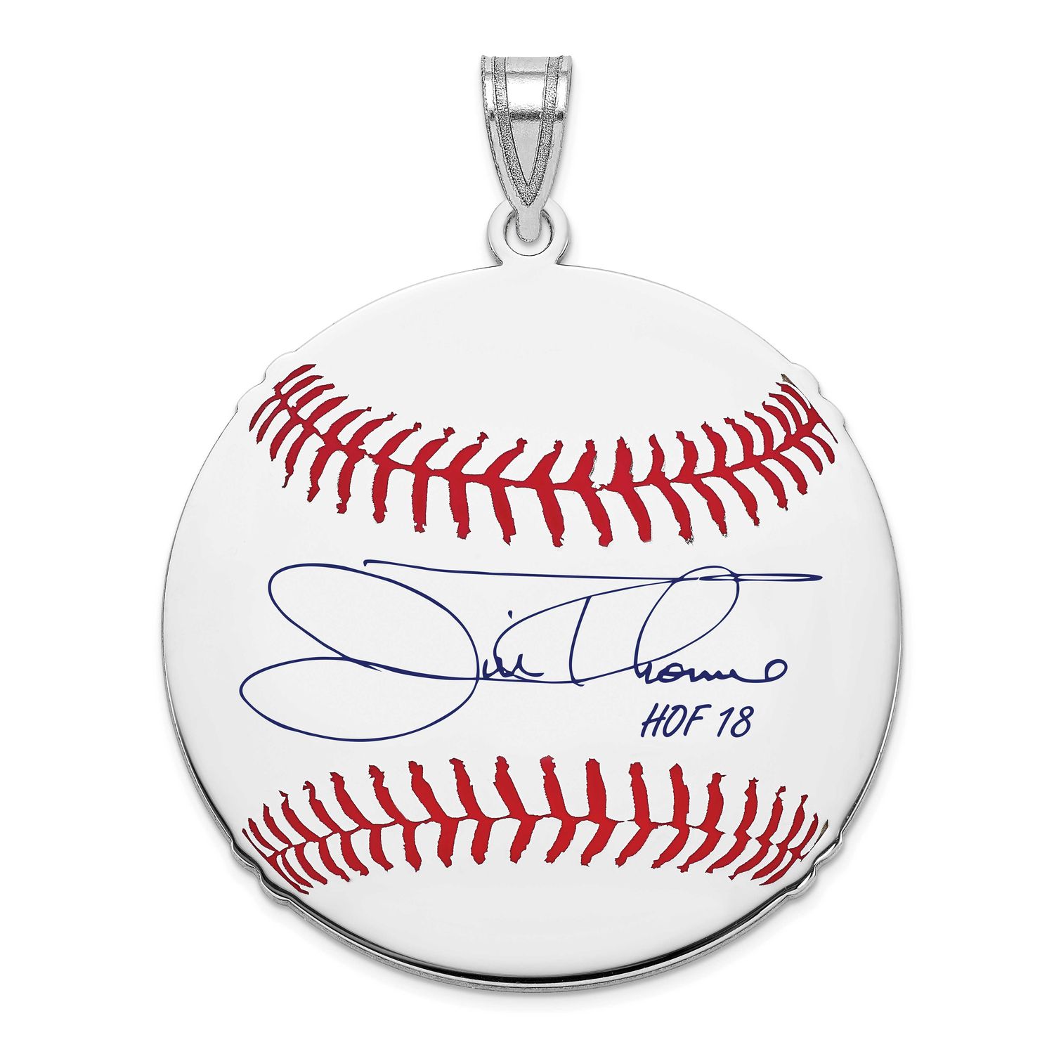 Jim Thome Hall of Fame Signature Large Epoxy Baseball Pendant Sterling Silver SSHF02JT18, UPC: