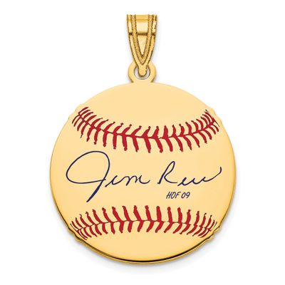 Jim Rice Hall of Fame Signature Small Epoxy Baseball Pendant Gold-plated Sterling Silver GPHF11JR09…