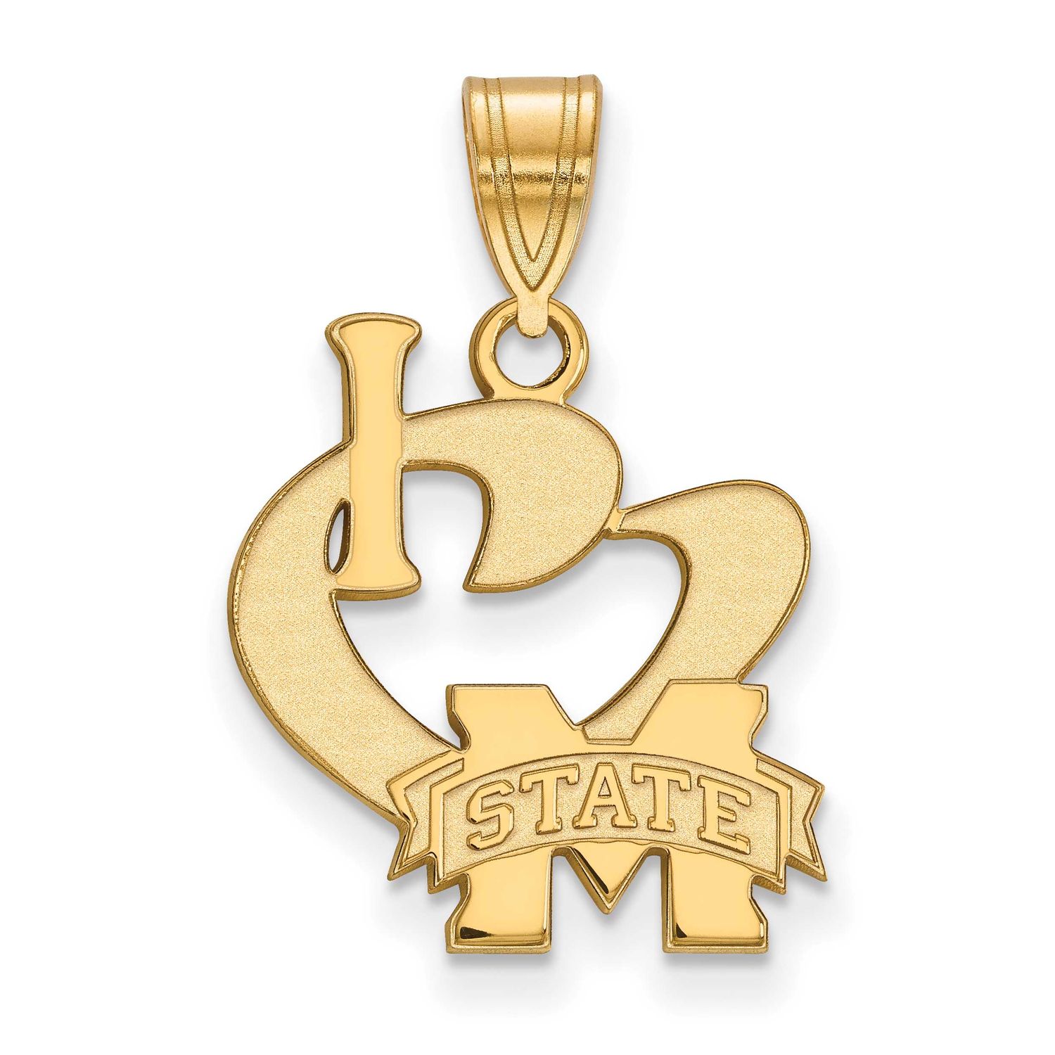 Mississippi State U Large I Love Logo Pendant Gold-plated Sterling Silver GP020MSS, UPC: 8867749249…