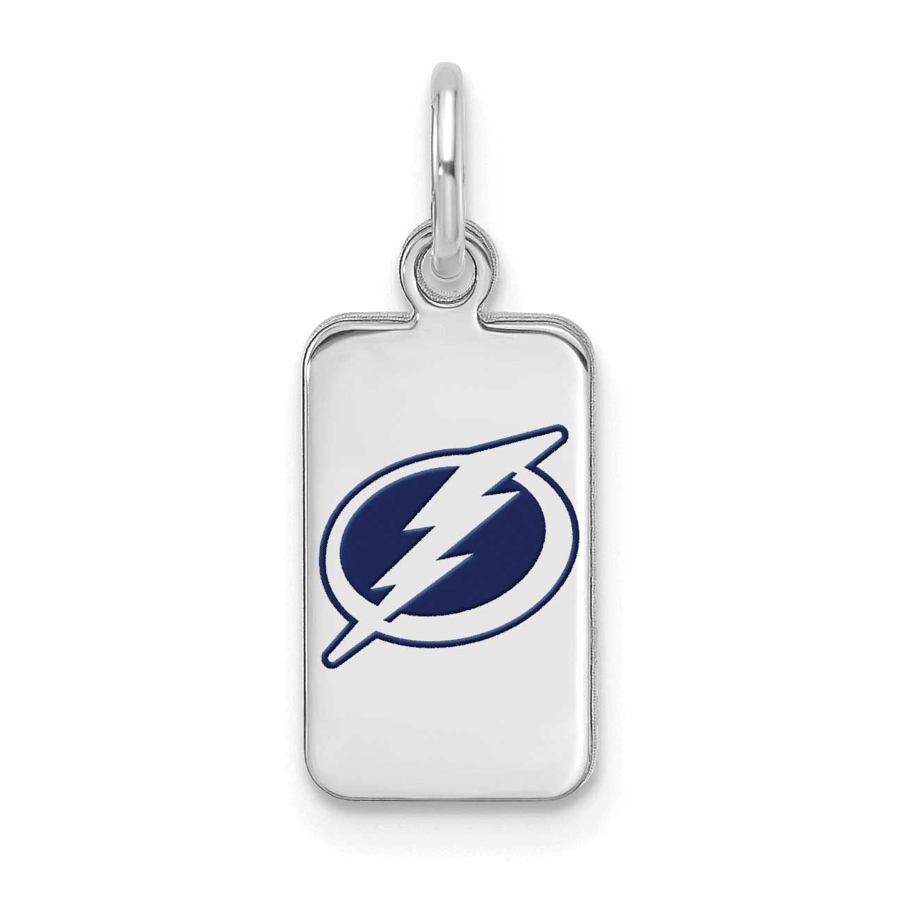 NHL Tampa Bay Lightning Enamel Tag Pendant Sterling Silver Rhodium-plated SS126LIG, UPC: 1969041844…