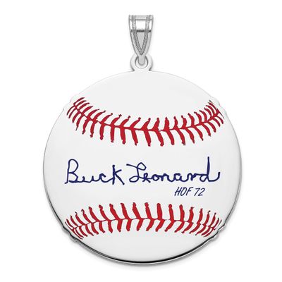 Buck Leonard Hall of Fame Signature Large Epoxy Baseball Pendant Sterling Silver SSHF02BL72, UPC: