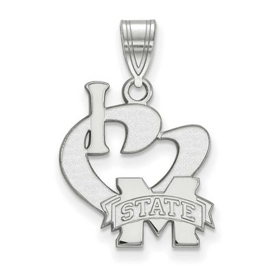 Mississippi State University Large I Love Logo Pendant Sterling Silver Rhodium-plated SS020MSS, UPC…