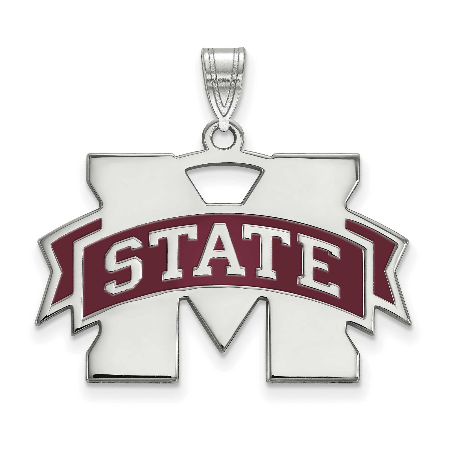 Mississippi State University Large Enamel Pendant Sterling Silver Rhodium-plated SS032MSS, UPC: 886…