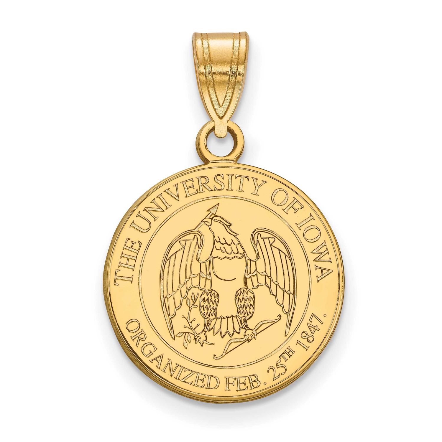 University of Iowa Medium Crest Pendant 14k Gold 4Y078UIA, UPC: 191101120961