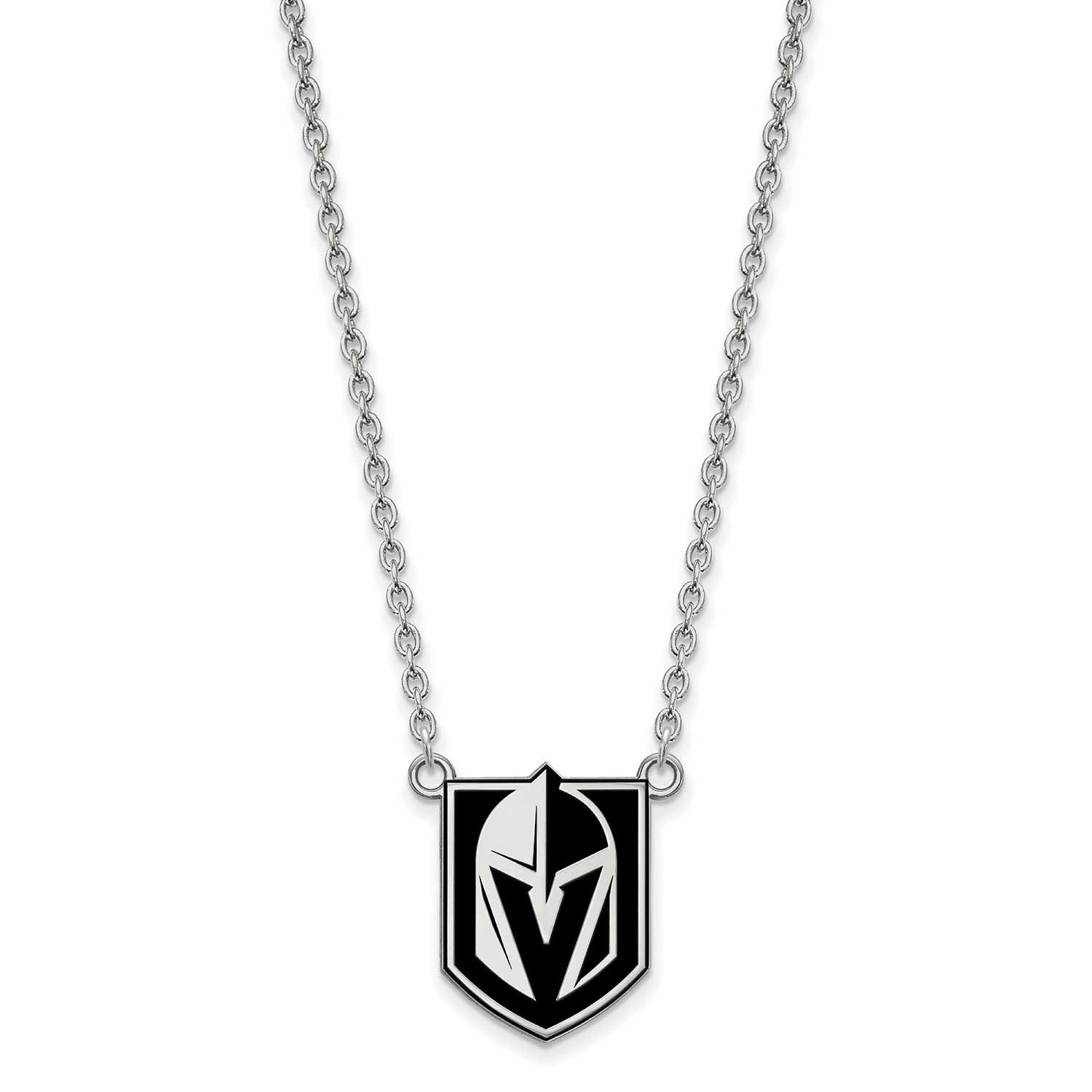 NHL Vegas Golden Knights Large Enamel Necklace Sterling Silver Rhodium-plated SS033VGK-18, UPC: 191…