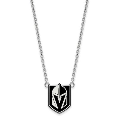 NHL Vegas Golden Knights Large Enamel Necklace Sterling Silver Rhodium-plated SS033VGK-18, UPC: 191…