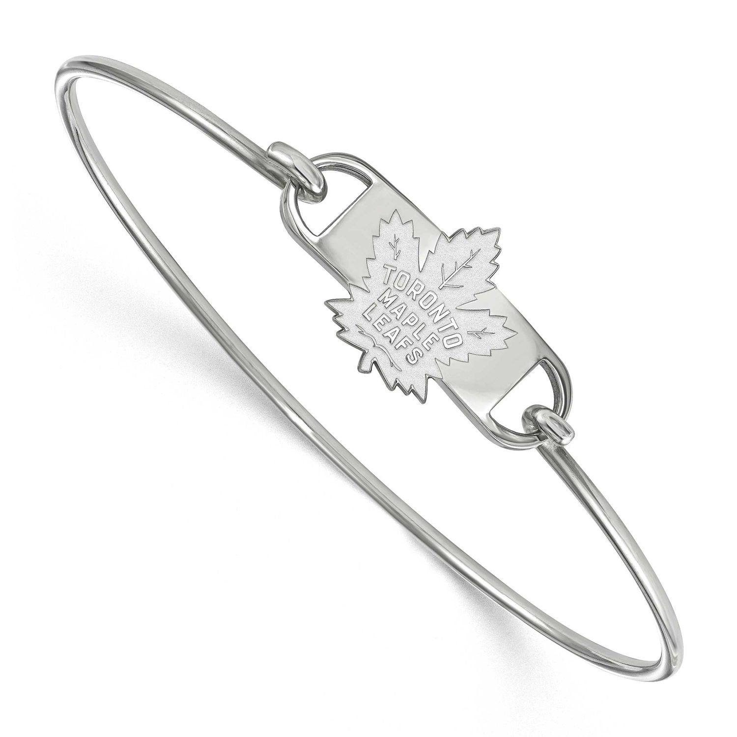 NHL Toronto Maple Leafs Small Center 7 Inch Wire Bangle Sterling Silver Rhodium-plated SS014MLE-7, …