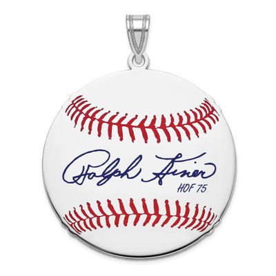 Ralph Kiner Hall of Fame Signature Large Epoxy Baseball Pendant Sterling Silver SSHF02RK75, UPC: