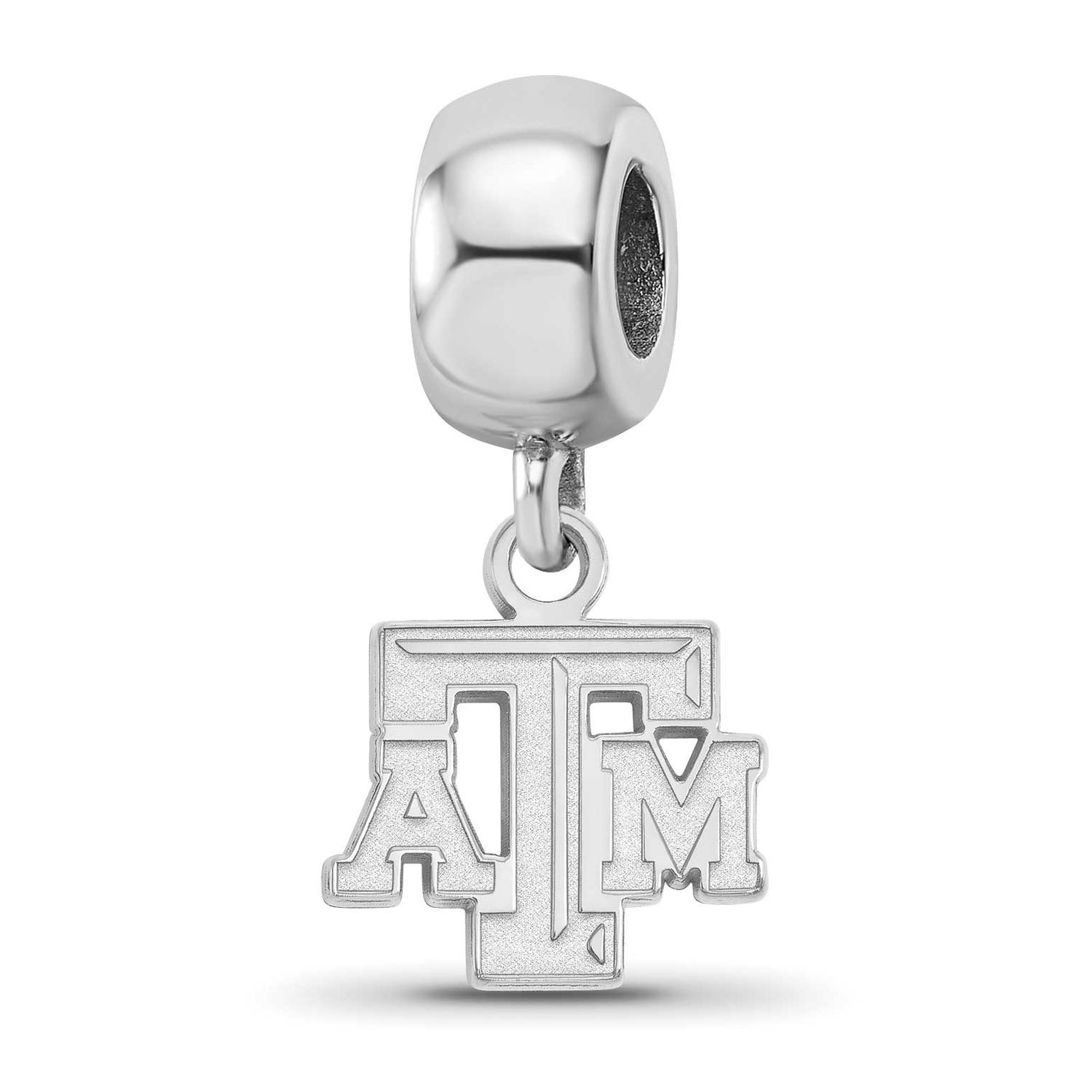 Texas A And M University T-A-M Extra Small Dangle Bead Charm Sterling Silver Rhodium-plated SS029TA…