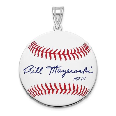 Bill Mazeroski Hall of Fame Signature Medium Epoxy Baseball Pendant Sterling Silver SSHF10BM01, UPC: