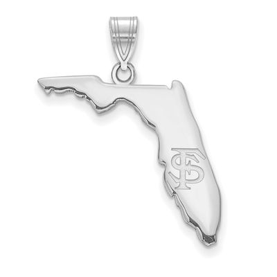 Florida State University State Pendant Sterling Silver Rhodium-plated SS130FSU, UPC: 196904187043