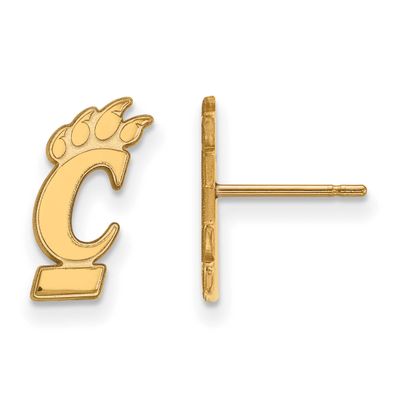 University of Cincinnati Small Post Earrings Gold-plated Sterling Silver GP008UC, UPC: 886774908014