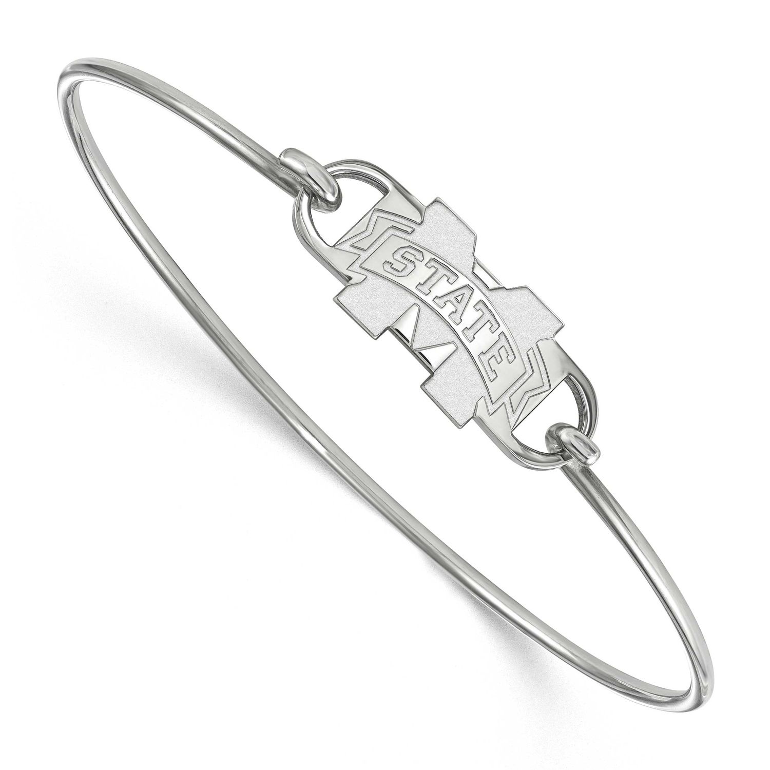 Mississippi State University Medium Ctr Wire Bangle Sterling Silver Rhodium-plated SS022MSS-7, UPC:…