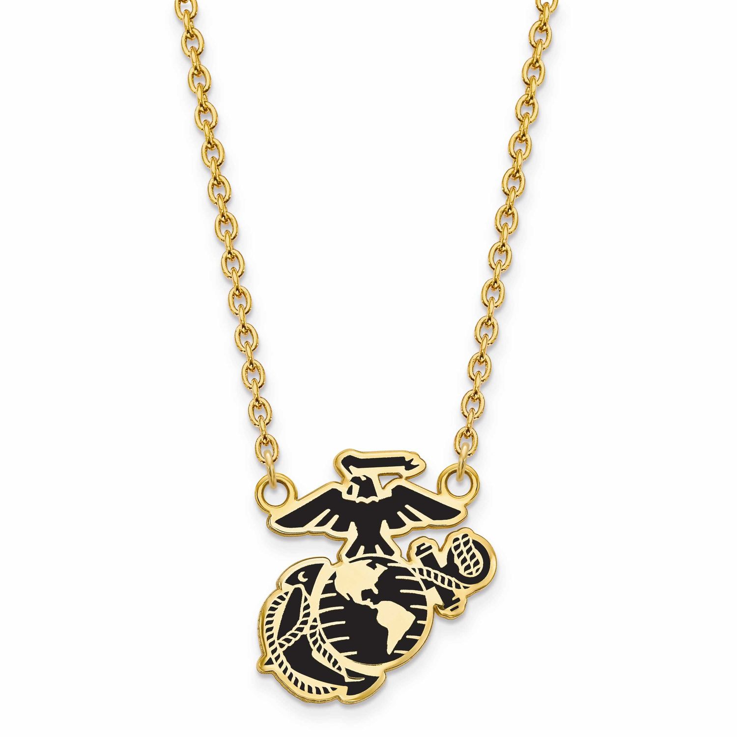 U.S. Marine Corps Epoxied Split Chain Pendant Gold-plated Sterling Silver GP029USMC-18, UPC: 191101…