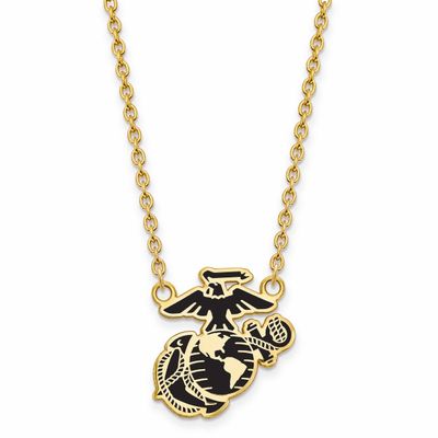 U.S. Marine Corps Epoxied Split Chain Pendant Gold-plated Sterling Silver GP029USMC-18, UPC: 191101…