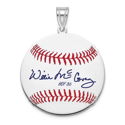 Willie Mccovey Hall of Fame Signature Medium Epoxy Baseball Pendant Sterling Silver SSHF10WM86, UPC: