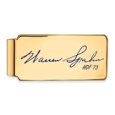 Warren Spahn Hall of Fame Signature Epoxy Money Clip Gold-plated Sterling Silver GPHF04WS73, UPC: