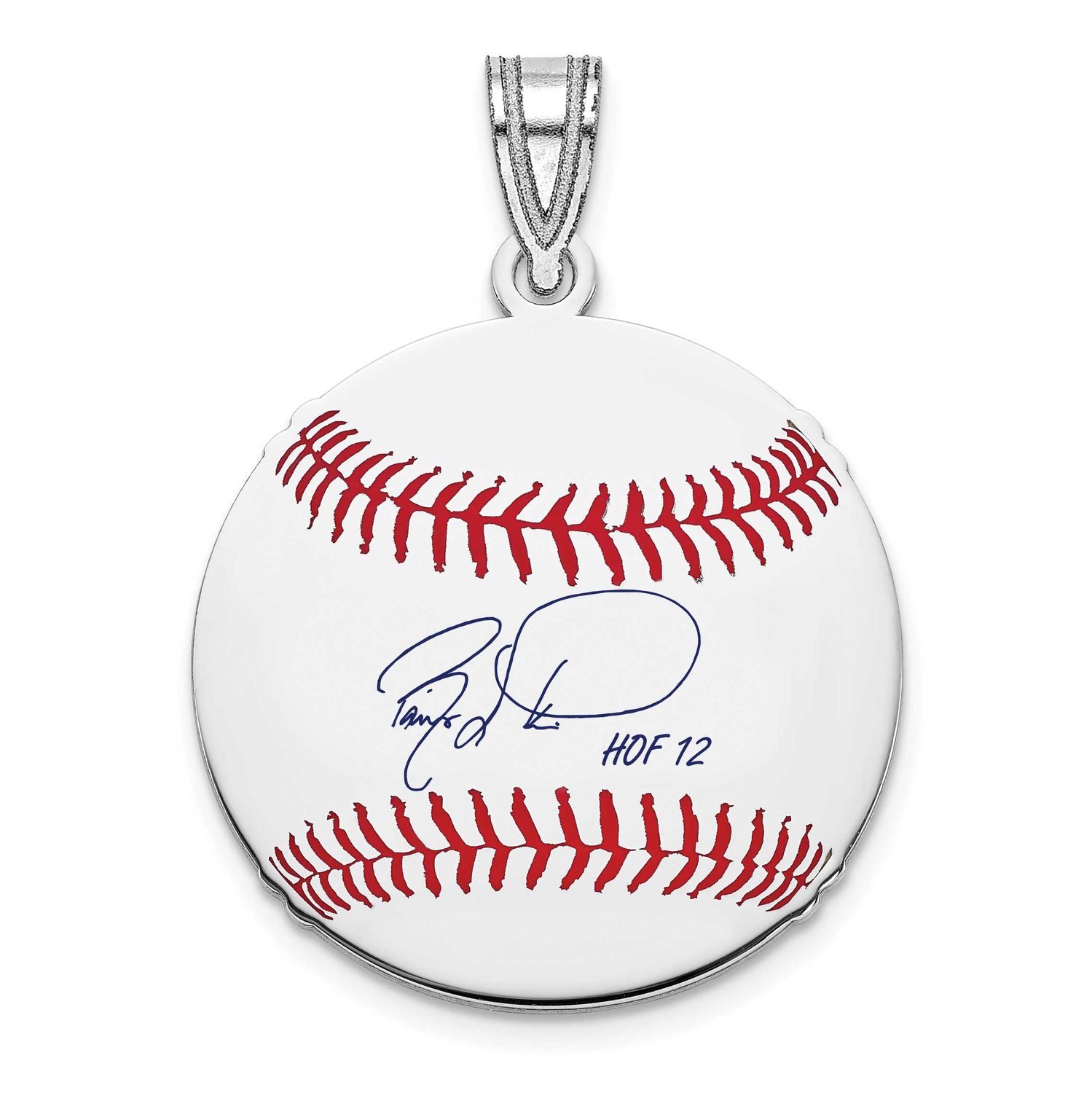 Barry Larkin Hall of Fame Signature Small Epoxy Baseball Pendant Sterling Silver SSHF11BL12, UPC:
