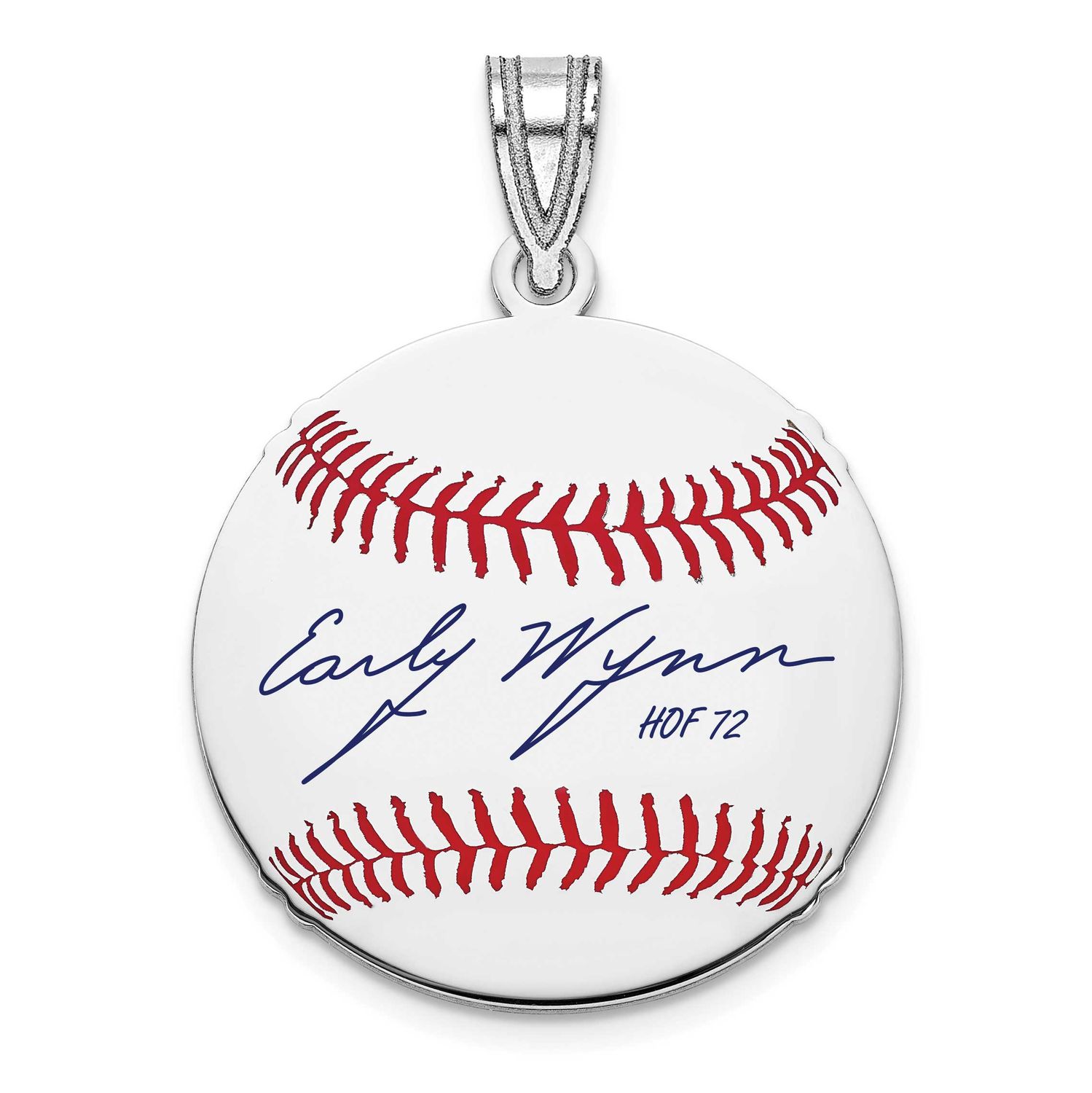 Early Wynn Hall of Fame Signature Small Epoxy Baseball Pendant Sterling Silver SSHF11EW72, UPC: