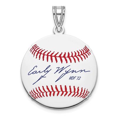 Early Wynn Hall of Fame Signature Small Epoxy Baseball Pendant Sterling Silver SSHF11EW72, UPC: