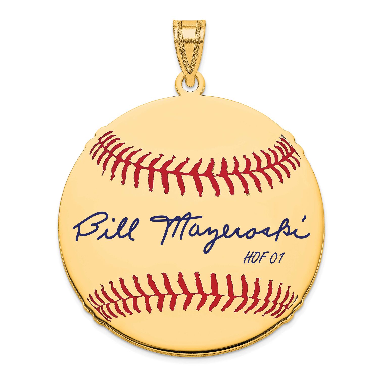 Bill Mazeroski Hall of Fame Signature Large Epoxy Baseball Pendant 14k Gold 4YHF02BM01, UPC: