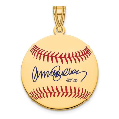 Ryne Sandberg Hall of Fame Signature Small Epoxy Baseball Pendant Gold-plated Sterling Silver GPHF1…