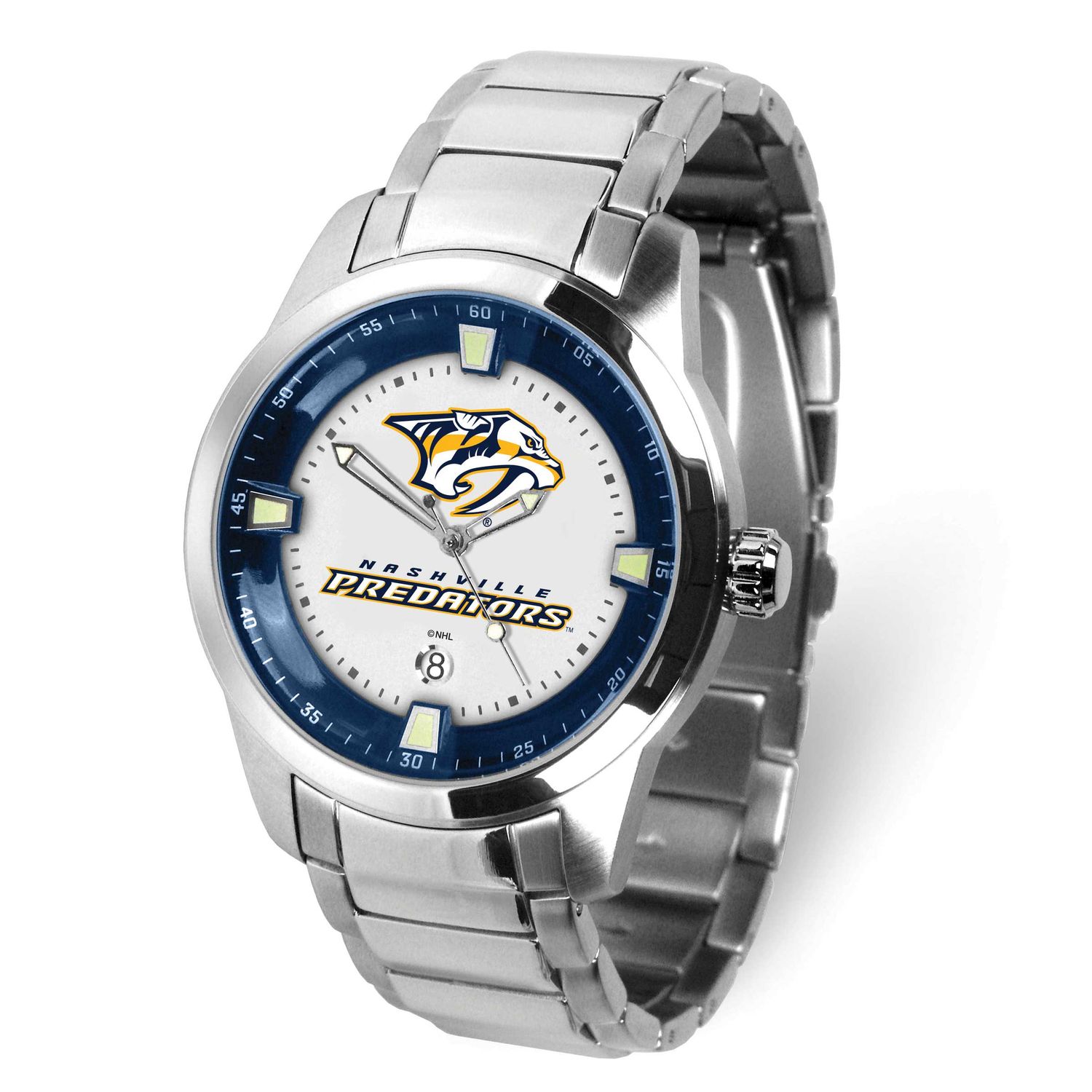 Gametime NHL Nashville Predators Titan Quartz Watch with Date Stainless Steel XWM3656, UPC: 8265287…