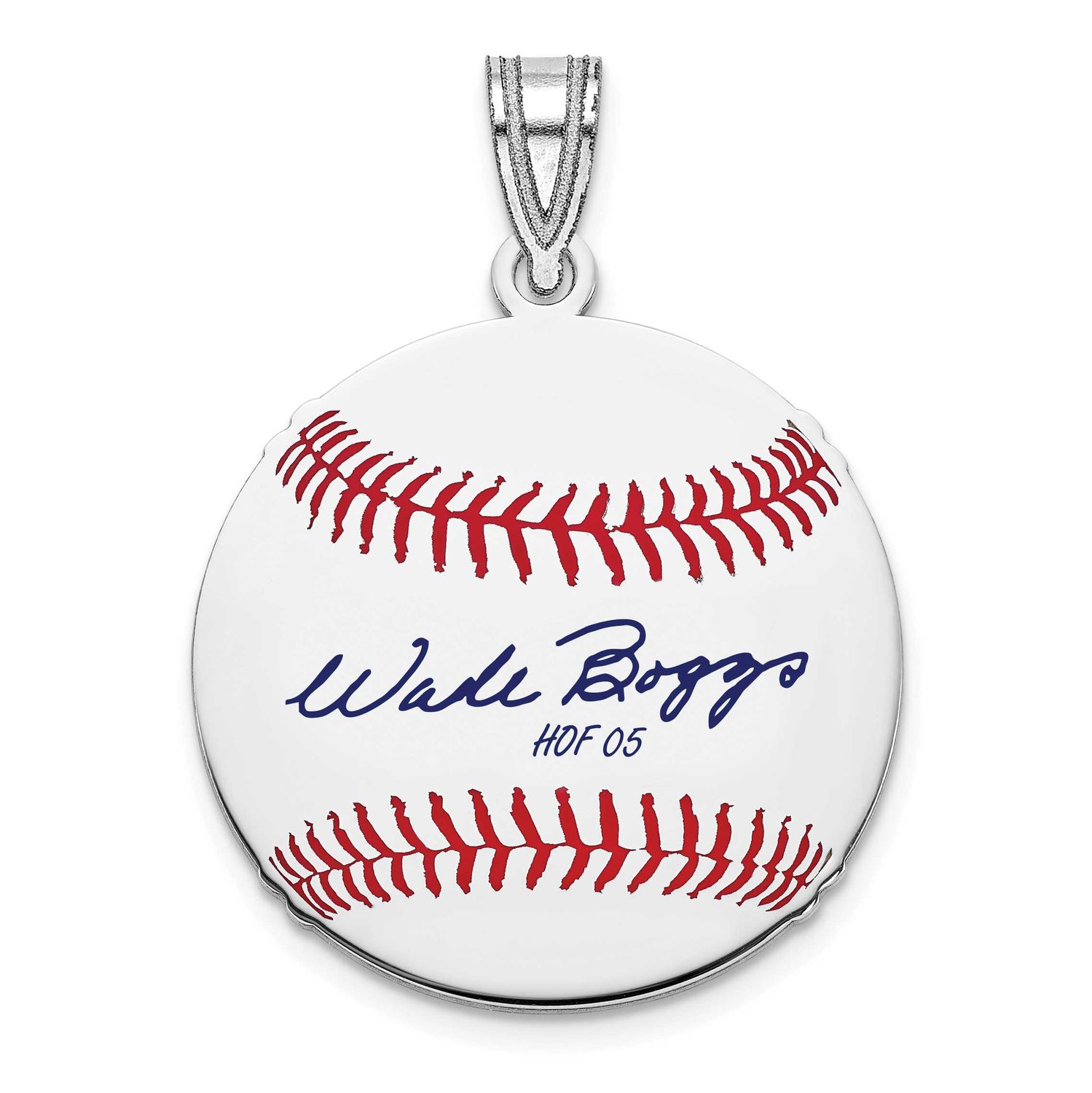 Wade Boggs Hall of Fame Signature Small Epoxy Baseball Pendant Sterling Silver SSHF11WB05, UPC: