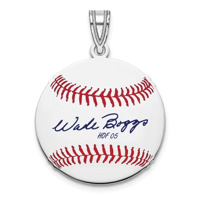 Wade Boggs Hall of Fame Signature Small Epoxy Baseball Pendant Sterling Silver SSHF11WB05, UPC: