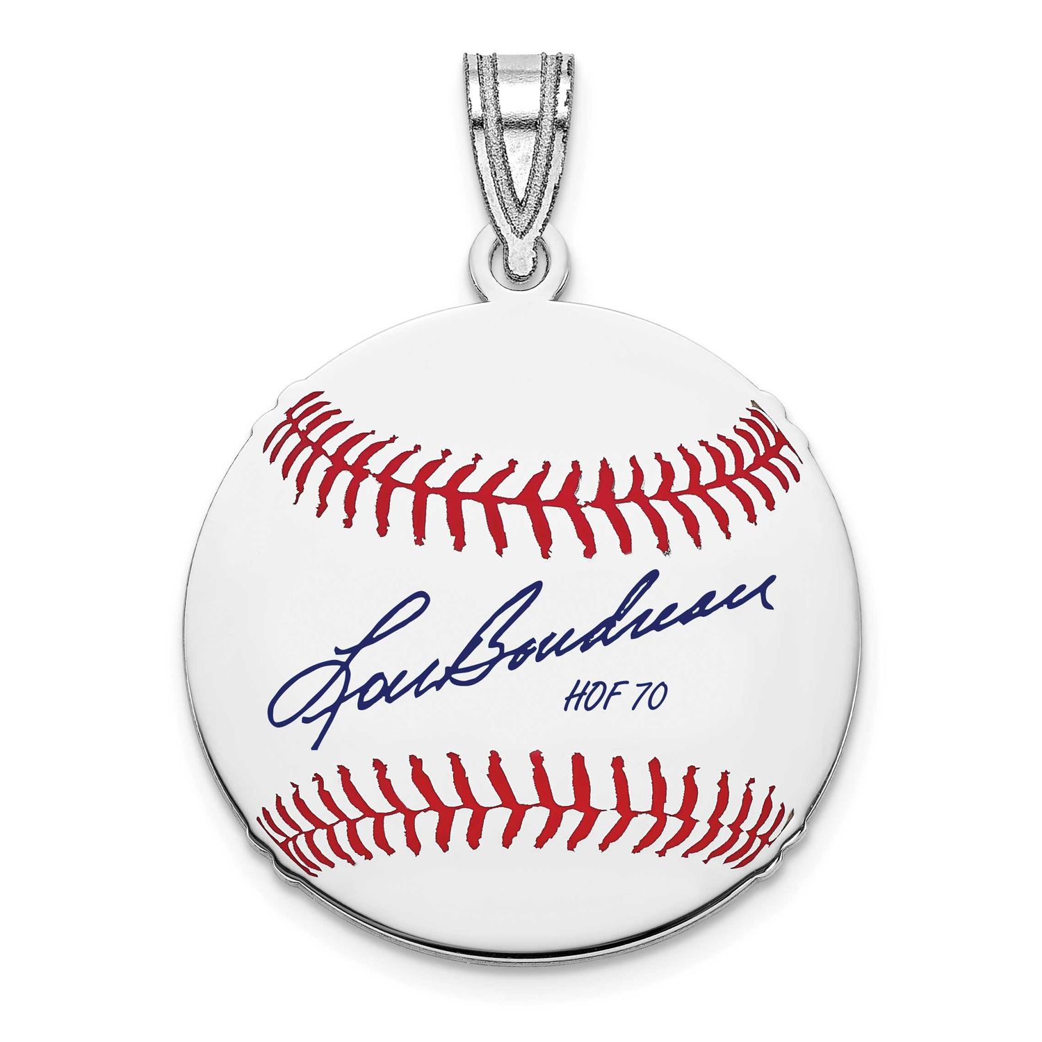 Lou Boudreau Hall of Fame Signature Small Epoxy Baseball Pendant Sterling Silver SSHF11LB70, UPC:
