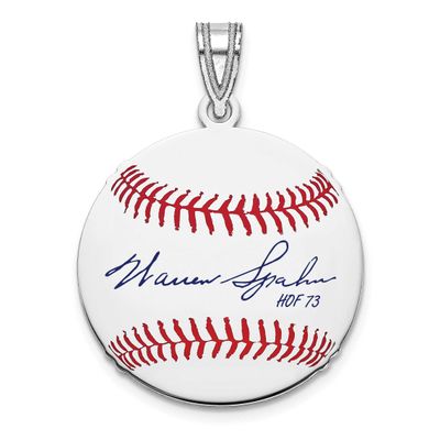 Warren Spahn Hall of Fame Signature Small Epoxy Baseball Pendant Sterling Silver SSHF11WS73, UPC: