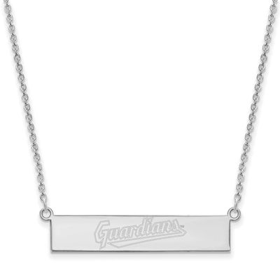 La Cleveland Guardians Bar Necklace Team Script Sterling Silver Rhodium-plated SS041GUA-18, UPC:
