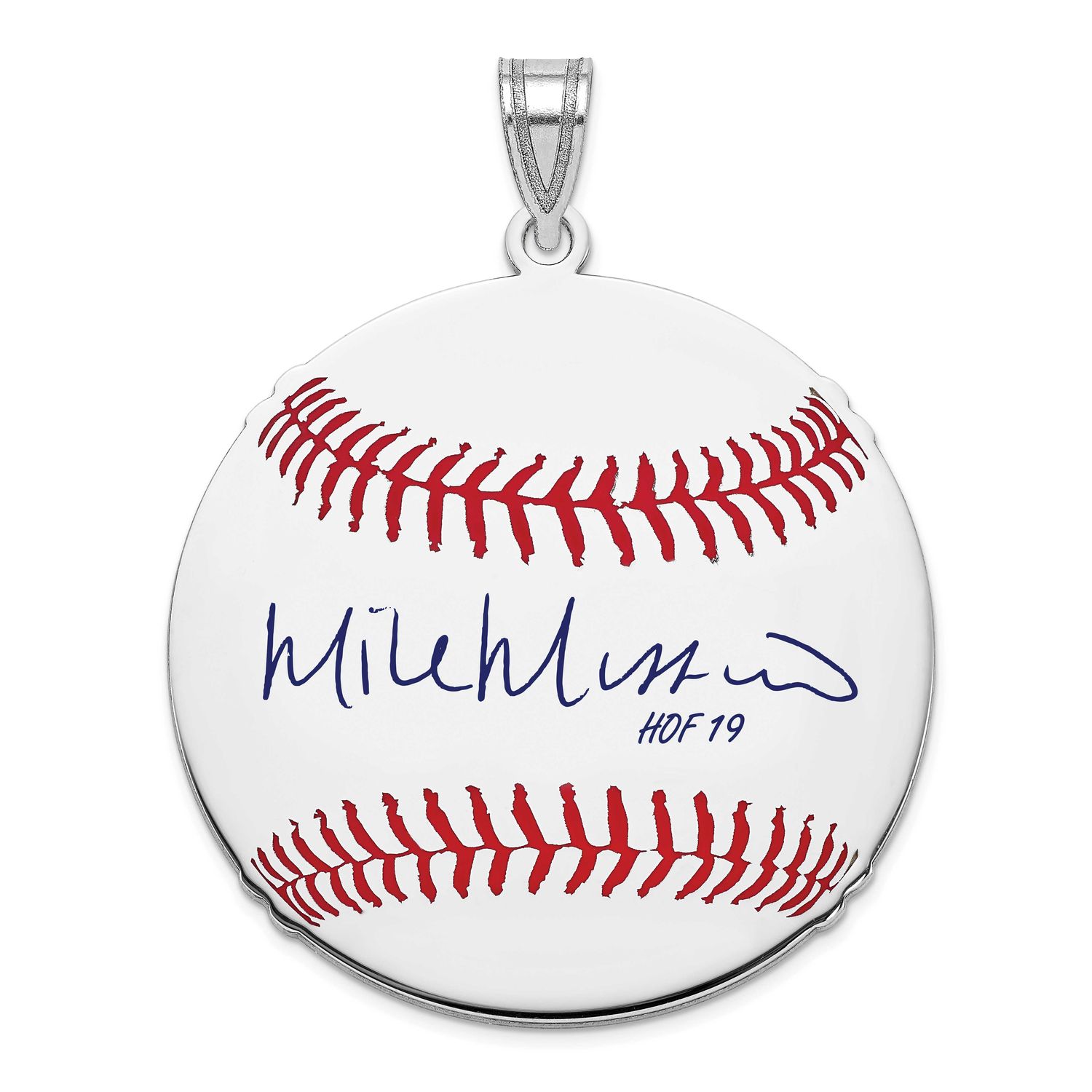 Mike Mussina Hall of Fame Signature Large Epoxy Baseball Pendant Sterling Silver SSHF02MM19, UPC: