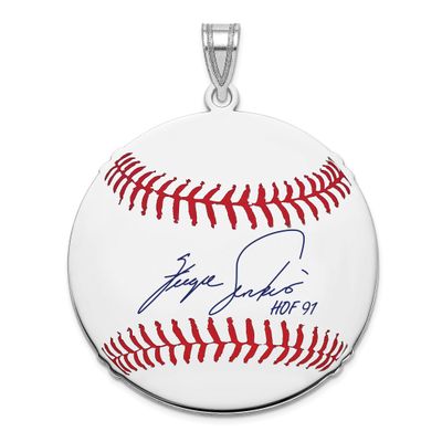 Fergie Jenkins Hall of Fame Signature Large Epoxy Baseball Pendant Sterling Silver SSHF02FJ91, UPC: