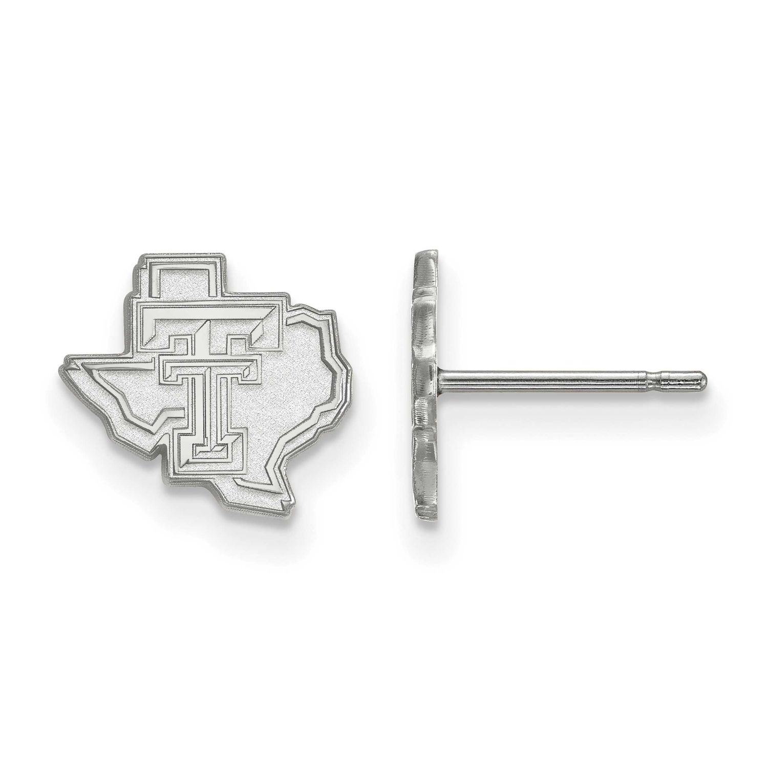 Texas Tech University State Outline Extra Small Post Earrings Sterling Silver Rhodium-plated SS049T…