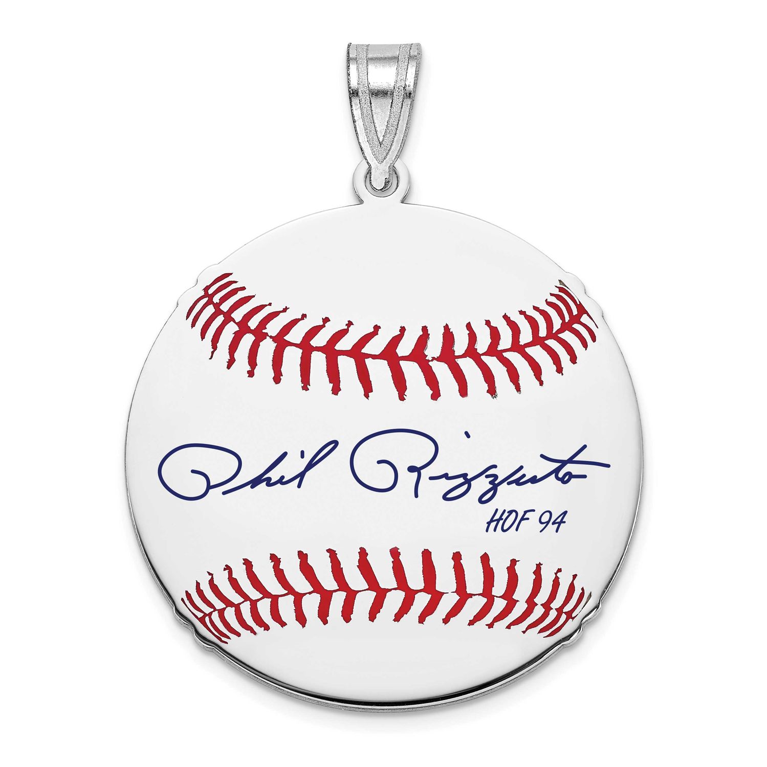 Phil Rizzuto Hall of Fame Signature Medium Epoxy Baseball Pendant Sterling Silver SSHF10PR94, UPC: