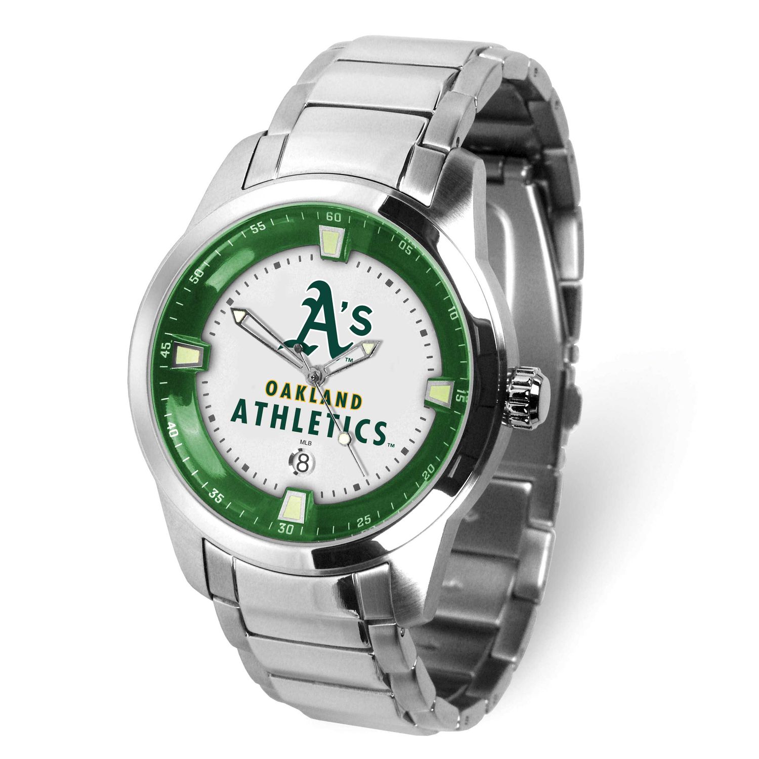 Gametime MLB Oakland A&#39;S Titan Quartz Watch with Date Stainless Steel XWM3597, UPC: 82652870491