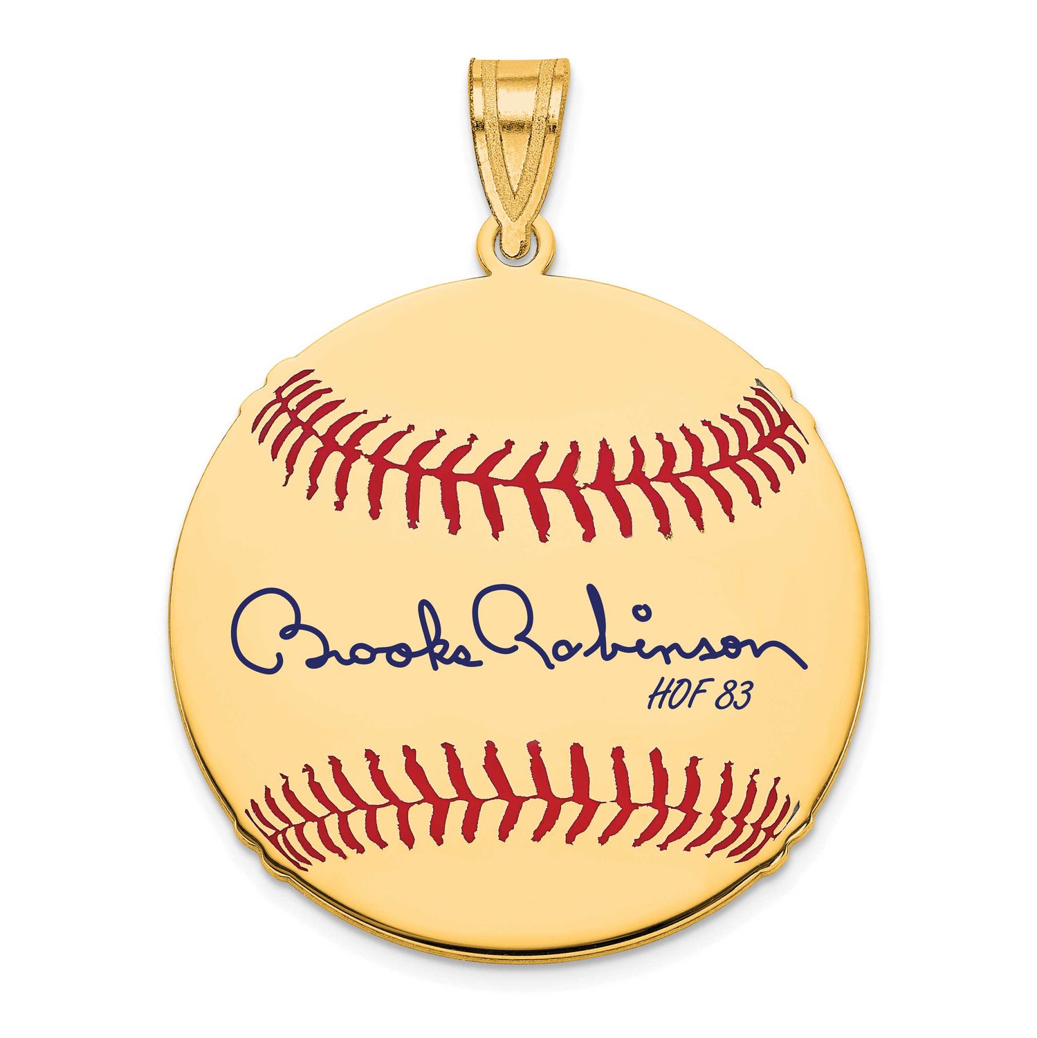 Brooks Robinson Hall of Fame Signature Medium Epoxy Baseball Pendant 14k Gold 4YHF10BR83, UPC: