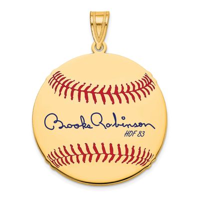 Brooks Robinson Hall of Fame Signature Medium Epoxy Baseball Pendant 14k Gold 4YHF10BR83, UPC: