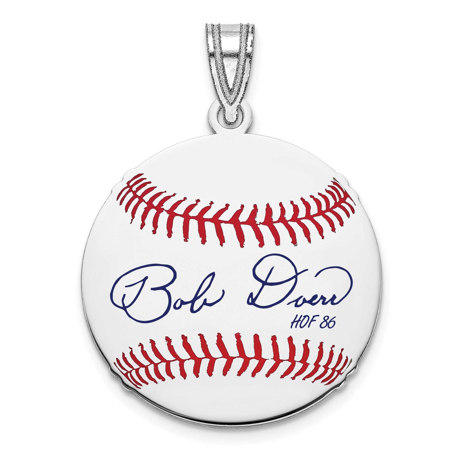 Bobby Doerr Hall of Fame Signature Small Epoxy Baseball Pendant Sterling Silver SSHF11BD86, UPC: