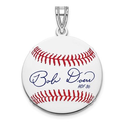 Bobby Doerr Hall of Fame Signature Small Epoxy Baseball Pendant Sterling Silver SSHF11BD86, UPC: