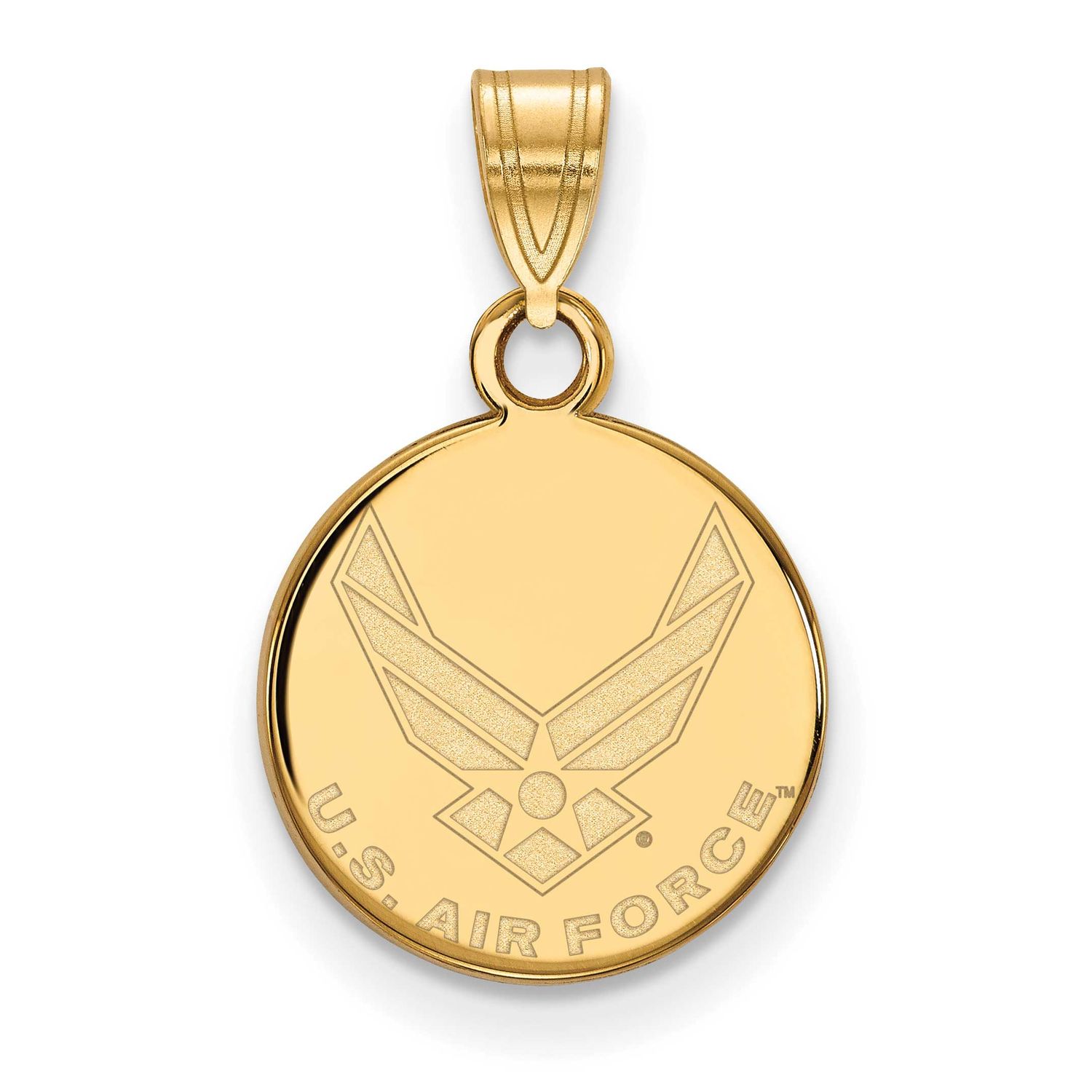 U.S. Air Force Small Disc Pendant Gold-plated Sterling Silver GP044USAF, UPC: 191101215155