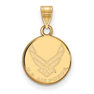 U.S. Air Force Small Disc Pendant Gold-plated Sterling Silver GP044USAF, UPC: 191101215155