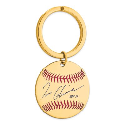 Tom Glavine Hall of Fame Signature Epoxy Baseball Keychain Gold-plated Sterling Silver GPHF03TG14, …