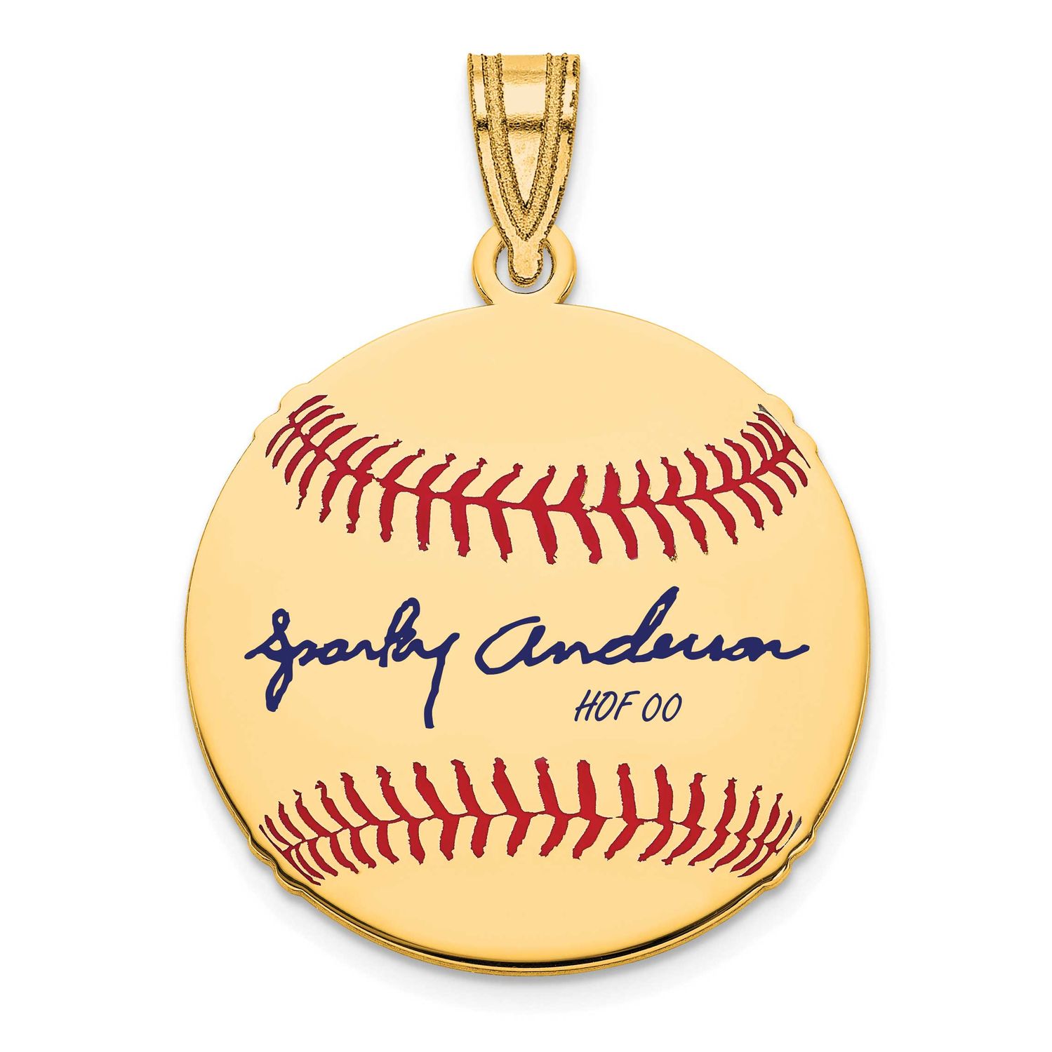 Sparky Anderson Hall of Fame Signature Small Epoxy Baseball Pendant 10k Gold 1YHF11SA00, UPC: