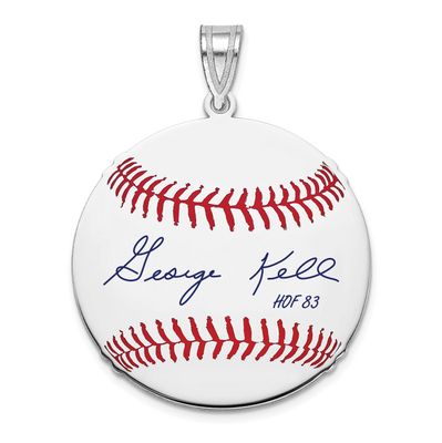 George Kell Hall of Fame Signature Medium Epoxy Baseball Pendant Sterling Silver SSHF10GK83, UPC: