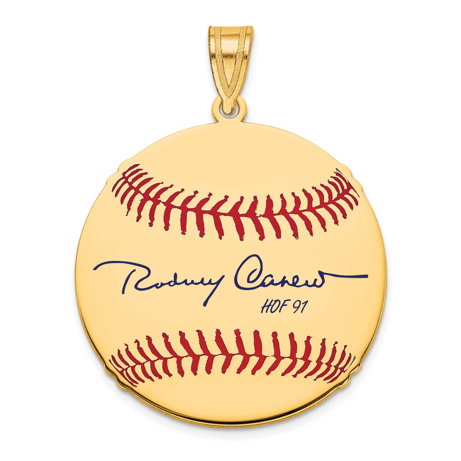 Rod Carew Hall of Fame Signature Medium Epoxy Baseball Pendant 10k Gold 1YHF10RC91, UPC:
